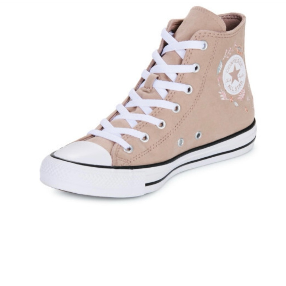 Converse Tan and White High-Top Sneakers with Iconic Design